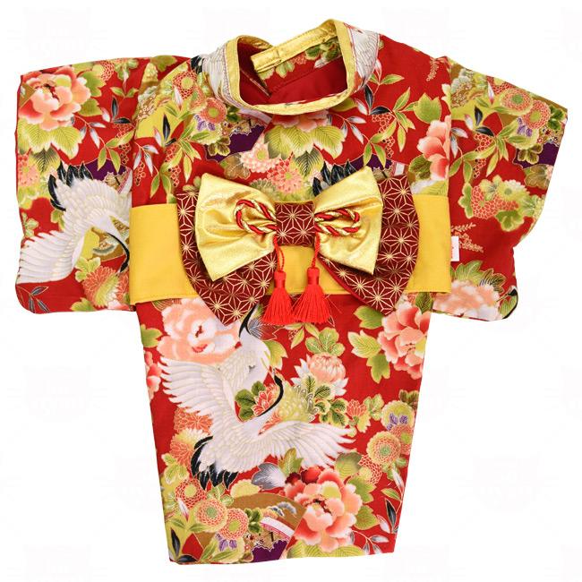 ゴロにゃんオリジナル 猫の着物 晴れ着 女の子用 美麗なる鶴の舞姫