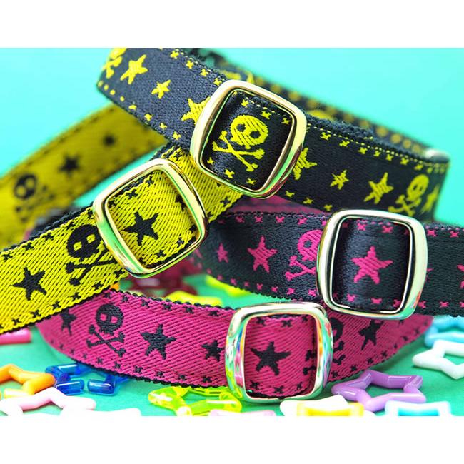 猫の首輪 ドクロ刺繍 リボン猫首輪 15Lサイズ : 56nyan 猫用品ゴロ  