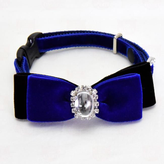 ゴロにゃんオリジナル 豪華ベルベット蝶ネクタイおしゃれ猫首輪