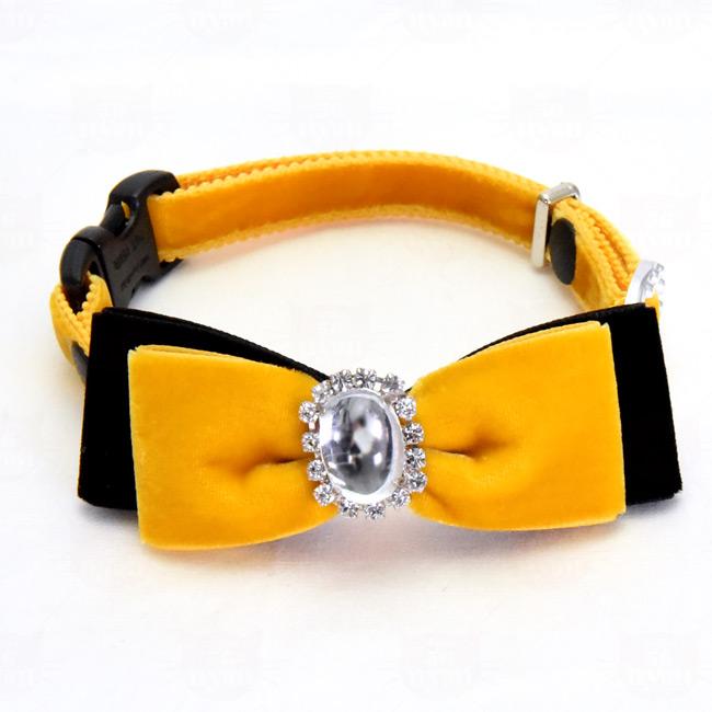 ゴロにゃんオリジナル 豪華ベルベット蝶ネクタイおしゃれ猫首輪