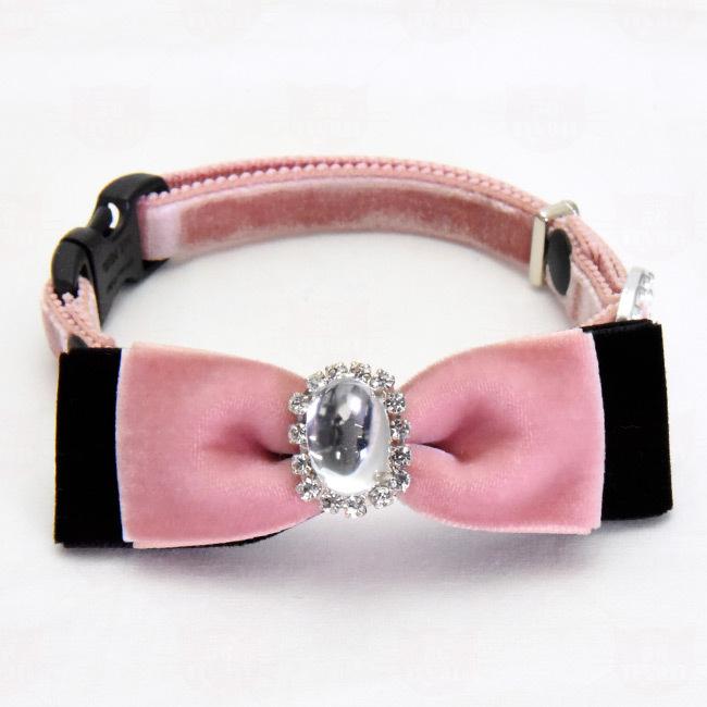 ゴロにゃんオリジナル 豪華ベルベット蝶ネクタイおしゃれ猫首輪