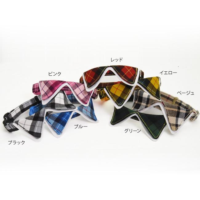 黄色タータンチェックわんちゃん猫ちゃん用襟付き首輪 ゴロにゃんオリジナル ちょこえり猫首輪タータンチェック