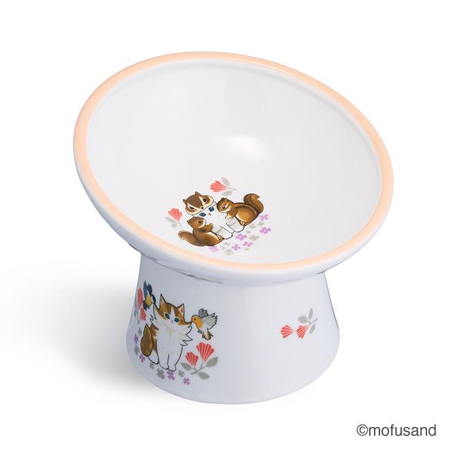 かわいい猫  台の上の鉢  子供  陶磁器  洗面台  飛散防止 猫壱 脚付にゃにゃめフードボウル レギュラー mofusand 北欧風にゃん