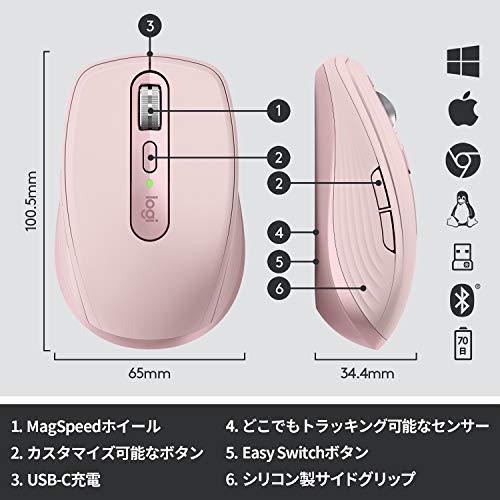 ロジクール MX ANYWHERE 3 ワイヤレス モバイルマウス MX1700RO Unifying Bluetooth  MX1700 ローズ｜58company｜06