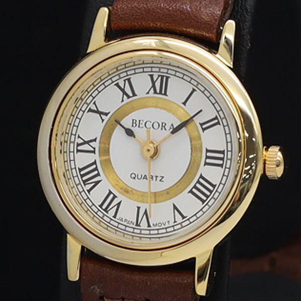 良品 箱/変えケース付き BECORA QZ ラウンド 白文字盤 レディース腕時計 2000000 NSK INU : 5980watch ...