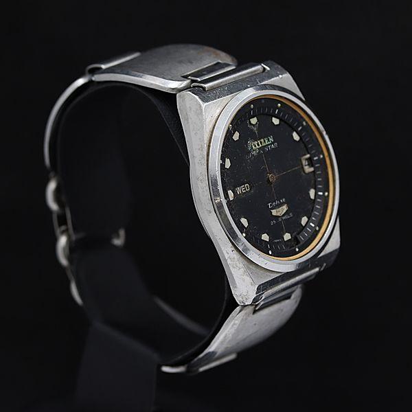 シチズン セブンスター デラックス 25石 4-520181 黒文字盤 デイト 手