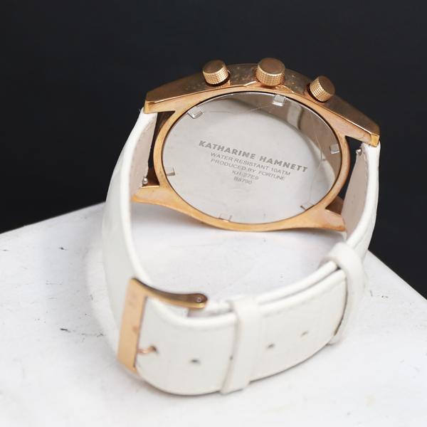 稼働 QZ 良品 KATHARINE HAMNETT KH-27E9 白文字盤 クロノ デイト レディース腕時計 2000000 NSK KRK |  | 03
