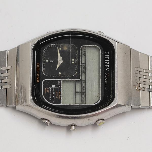 CITIZEN　デジアナ　黒文字盤　丸型　 稼働品 シチズン デジアナ QZ 黒文字盤 メンズ腕時計 KRH 2000000 NSK