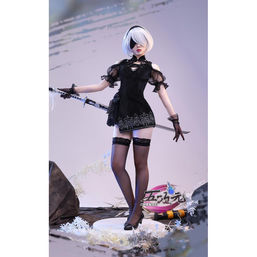 三分妄想　NieR Automata ニーア オートマタ　コスプレ　2B ヨルハ二号B型　チャイナドレス　短Ver　衣装　※ウィッグ　追加可能