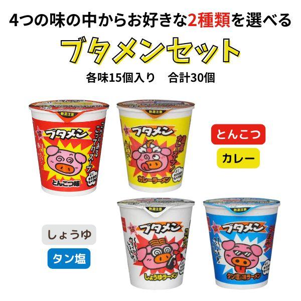 【味が選べる】 ブタメン2種×各15個セット 合計30個 とんこつ カレー しょうゆ タン塩 の商品画像