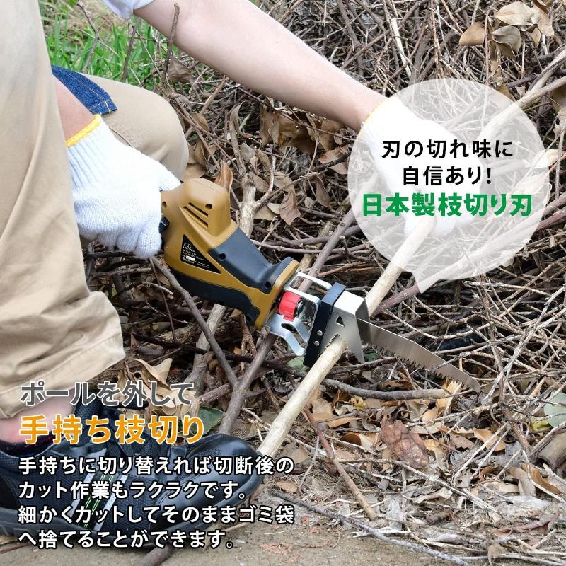 山善 高枝ガーデンポールソー LPHS-1025E 高さ3段階調整 コードレス