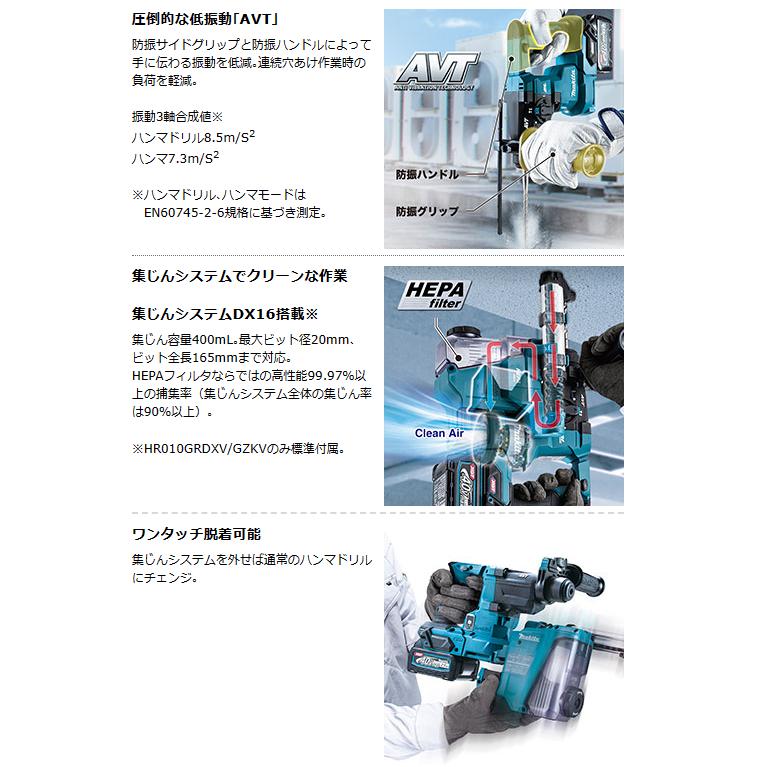✨makta マキタ HR010GRDXV  充電式ハンマドリル 集じん付 40V ﾊﾞｯﾃﾘｰ×2 充電器 ケース付き フルセット✨うるま市田場✨ Amazon | マキタ(Makita) 充電式ハンマドリル 40Vmax2.5Ah バッテリ2本