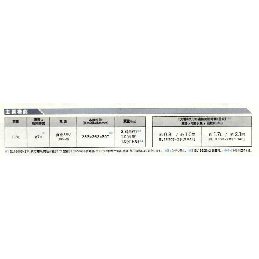 KT360DZ/W　　マキタ(makita)   充電式ケトル　18+18V=36V　　<本体のみ>｜5star-tools｜05