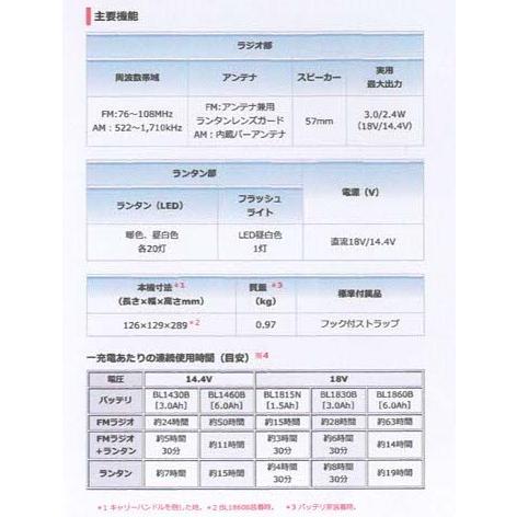 マキタ（makita）充電式ランタン付ラジオ　18V　　MR054　<バッテリ・充電器別売>_10