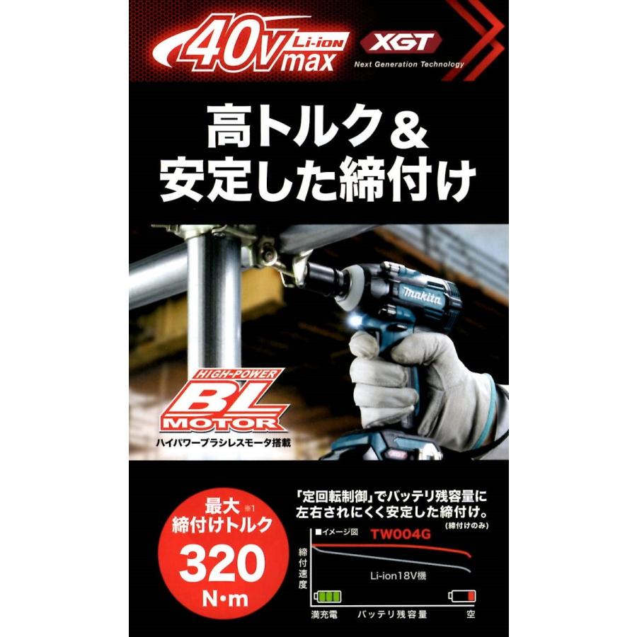 マキタ 充電式インパクトレンチ TW004GZ マキタ（makita） 40V 2.5Ah 