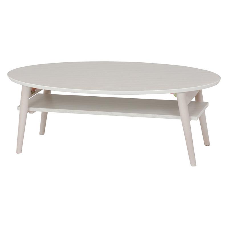 センターテーブル ローテーブル 折りたたみ 折れ脚テーブル おしゃれ かわいい オーバル 棚付き ちゃぶ台 ホワイト 白 ホワイトウォッシュ ステラインテリア 通販 Yahoo ショッピング