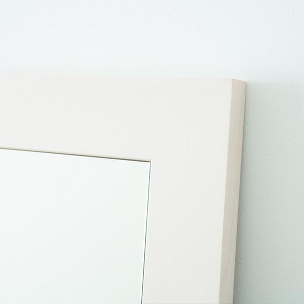 幅広枠ウォールミラー（38×130）（ホワイト/白） 天然木/姿見鏡/スリム 