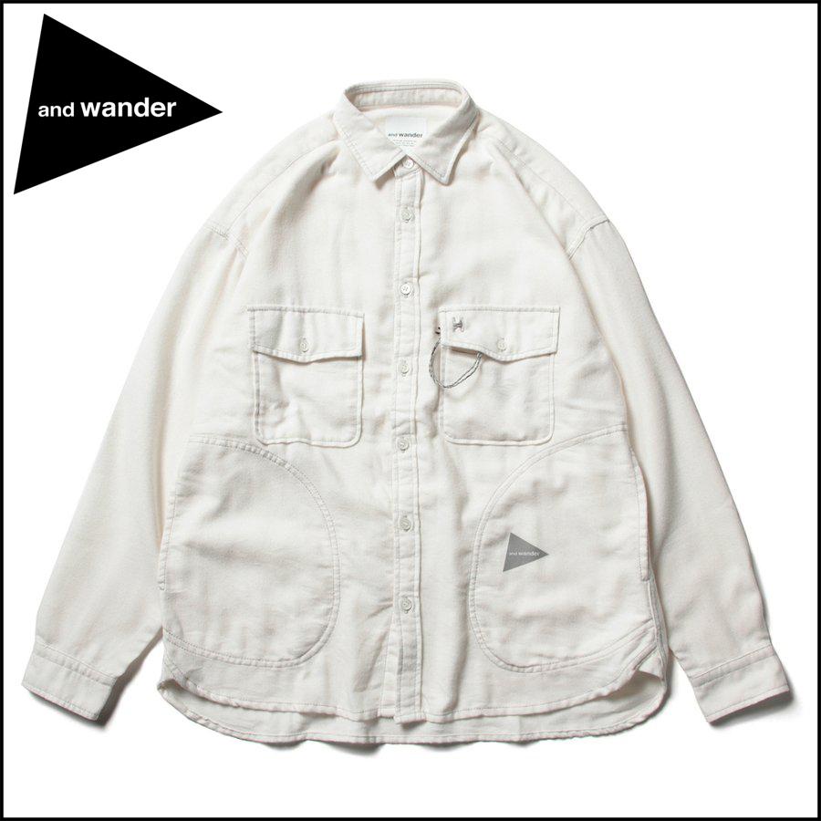and wander ポイント10% アンドワンダー サーモネルシャツ インビスタ 