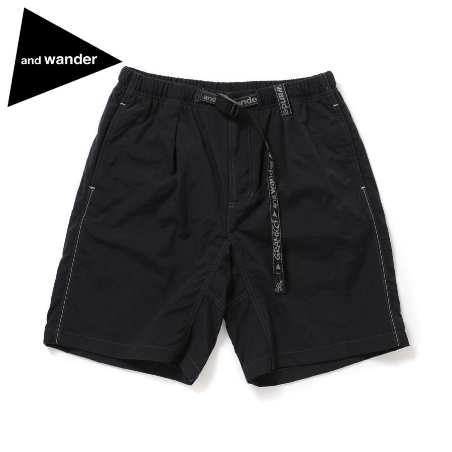 【新品】GRAMICCI and wander ブラックショートパンツ and wander（アンドワンダー） ポイント10% グラミチナイロンG