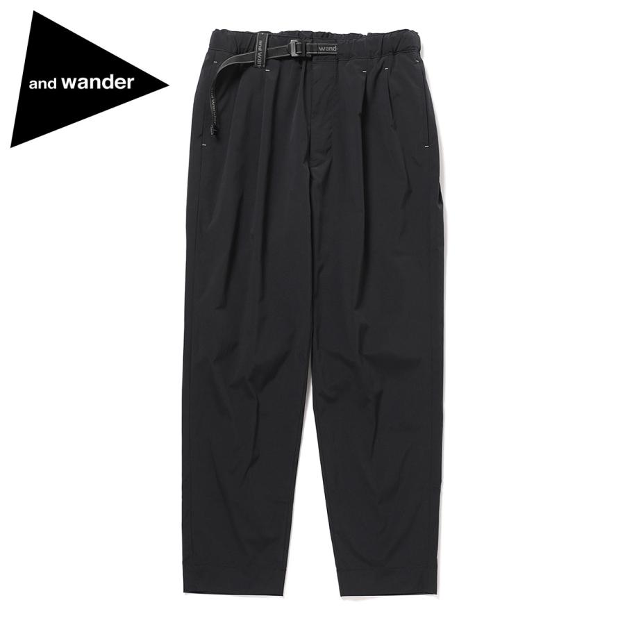 and wander アンドワンダー ストレッチ パンツ 3 ブラック and wander（アンドワンダー） ポイント10% UVカットストレッチパンツ
