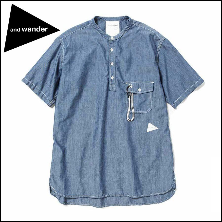andWonderダンガリーシャツ and wander（アンドワンダー） ピーエルダンガリーショートスリーブ