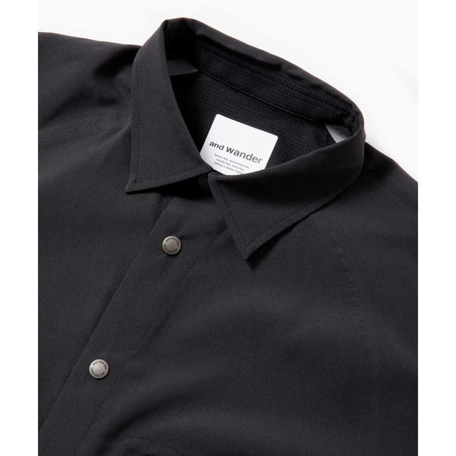 ポイント10% アンドワンダー テックショートスリーブシャツ リフレクター and wander tech short sleeve shirt  Black AW91-FT789-BK