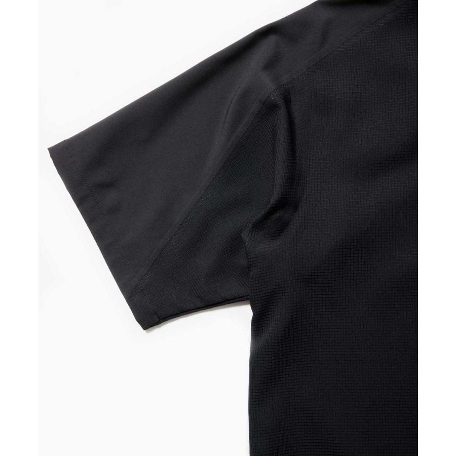 ポイント10% アンドワンダー テックショートスリーブシャツ リフレクター and wander tech short sleeve shirt  Black AW91-FT789-BK
