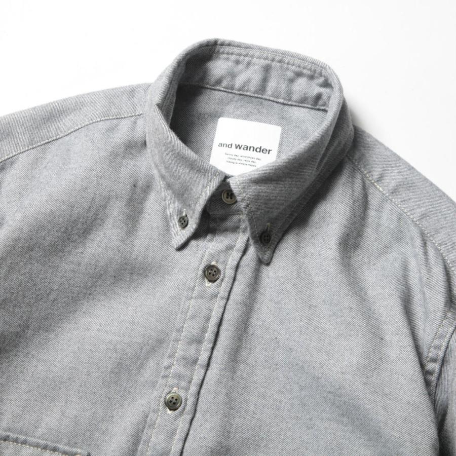 and wander ポイント10% アンドワンダー サーモネルシャツ サーモ 