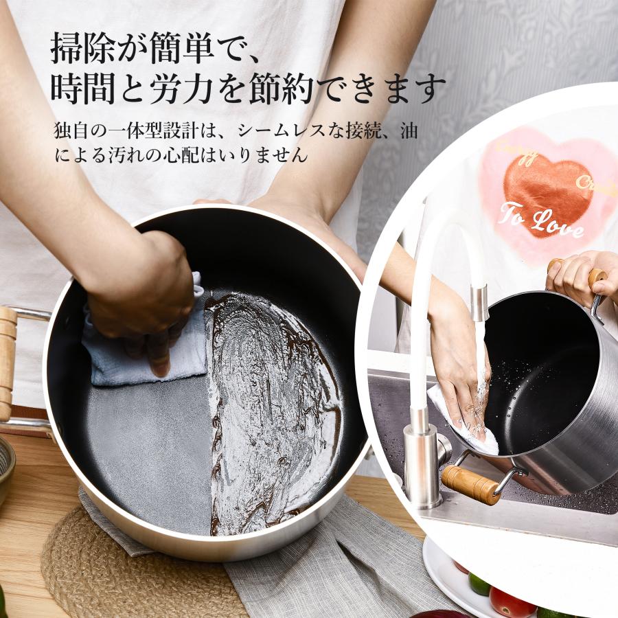 両手鍋 22cm 寸胴鍋 深型 鍋 ih・ガス対応 アルミフライパン ガラス蓋