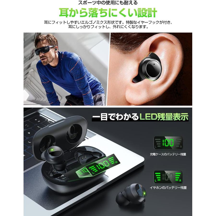 ワイヤレスイヤホン Bluetooth5.3 bluetoothイヤホン 日本語音声