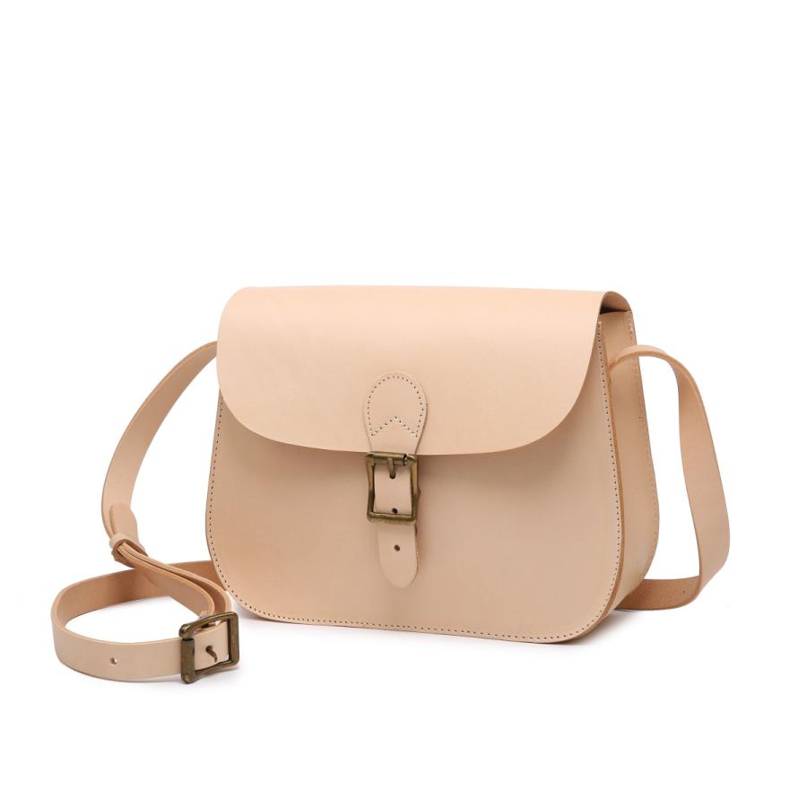 ショルダーバッグ SG54 本革 ヌメ革 斜めがけ 背面ポケット付き レディースバッグ ペールオレンジ