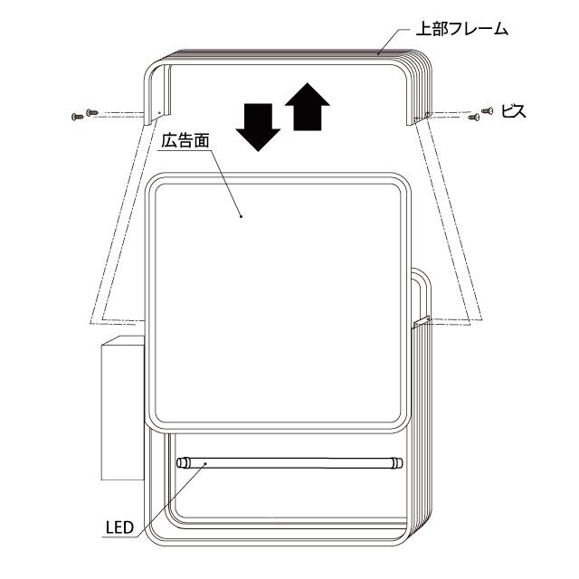 LED角型突き出し看板 L（デザイン・貼り加工込み） 袖看板 角型看板 電