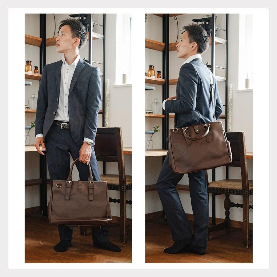 在庫処分品】ビジネスバッグ メンズ 2WAY ショルダーバッグ ヴィーガン