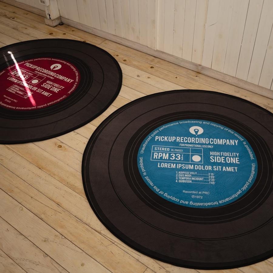【B品・直径120cm】 カーペット ラグ レコード レトロ かっこいい おしゃれ 円形ラグ マイクロファイバー  洗える 清潔_4