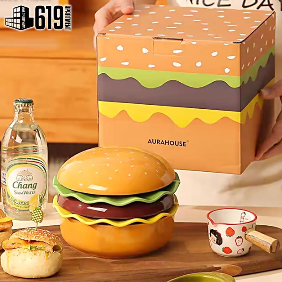 ハンバーガー型 ボウル＆プレートセット サラダボウル 皿 食器