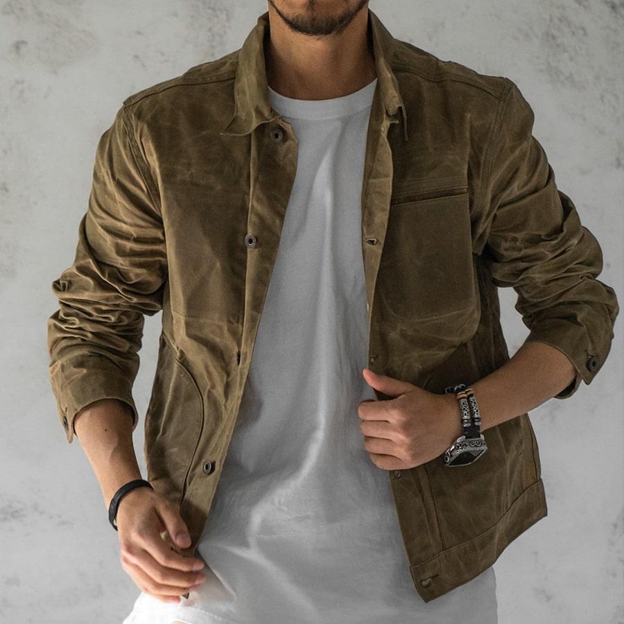 メンズ ヴィンテージ ハードコットン ジャケット ｜MEN'S VINTAGE HARD COTTON JACKET｜ハード コットン メンズ カッコいい ロゴ ジャケット 春 秋 |  | 04