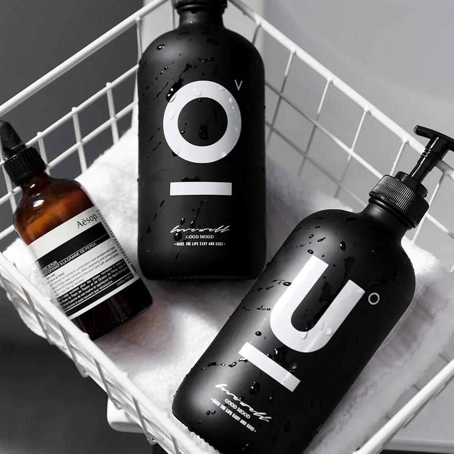 ［4本セット］詰め替え用ボトル ハンドソープ ソープ ディスペンサー シャンプー ボディソープ かっこいい おしゃれ シンプル 黒 ブラック 重厚感 高級感 メンズ |  | 02