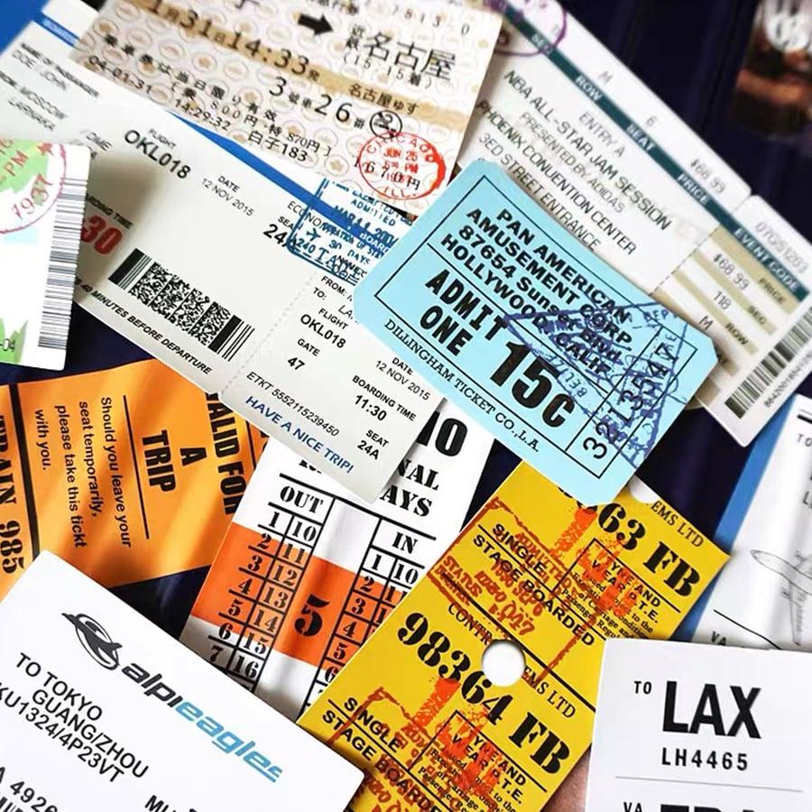 1000ポッキリ送料無料 ヴィンテージ チケットシールセット 02｜VINTAGE TICKET SEAL SET｜レトロ チケット アメリカン 雑貨 ステッカー 防水 飛行機 トクプラ |  | 01
