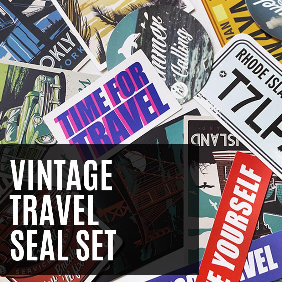 1000ポッキリ送料無料 ヴィンテージ トラベルシールセット 03｜VINTAGE TRAVEL SEAL SET｜レトロ アメリカン 雑貨 ステッカー シール 防水 トクプラ | 