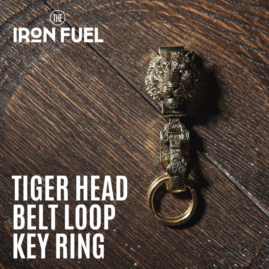 タイガーヘッド ベルトループ キーリング｜レトロ アメリカン 雑貨 キーホルダー 真鍮 タイガー ハンドメイド ブロンズ 彫刻 メンズ プレゼント クリスマス | 