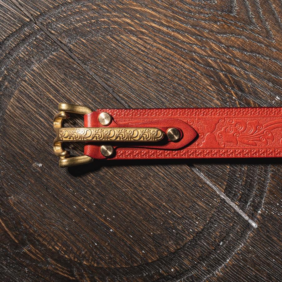 カービングバックル レザーベルト タイプ1 ｜CARVING BUCKLE LEATHER BELT TYPE.1｜カービング 彫刻 本革 牛革 真鍮 バックル プレゼント クリスマス_2