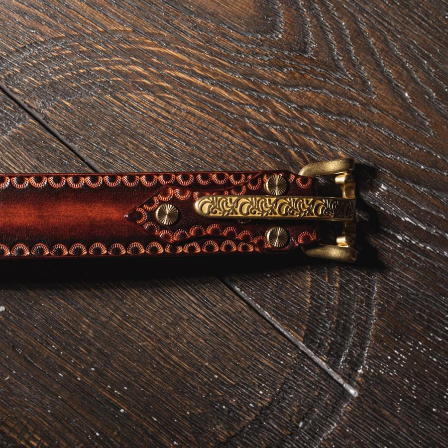 カービングバックル レザーベルト タイプ2 ｜CARVING BUCKLE LEATHER BELT TYPE.2｜彫刻 本革 牛革 真鍮 バックル かっこいい イタリア プレゼント クリスマス |  | 02