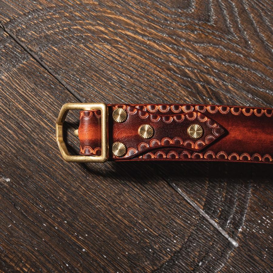 カービングバックル レザーベルト タイプ2 ｜CARVING BUCKLE LEATHER BELT TYPE.2｜彫刻 本革 牛革 真鍮 バックル かっこいい イタリア プレゼント クリスマス |  | 03