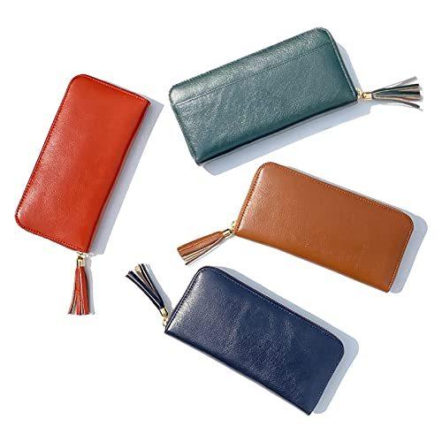 財布 レディース 長財布 本革 コインスルー イタリアンレザー 大容量 お財布 ギフトボックス入り (Green)