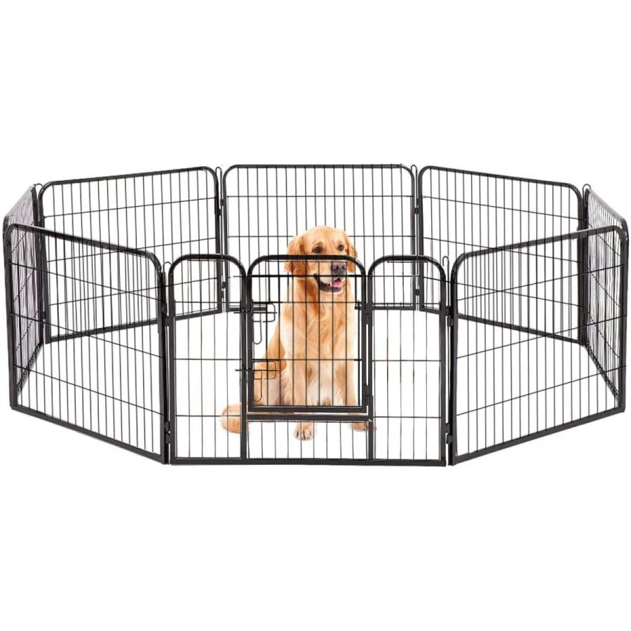 ウェリナ ペットフェンス 犬猫 中大型犬用 ペットケージ パネル8枚 折り畳み式 ペットサークル 床保護 カタチ変更可能 組立簡単 室内外兼用 滑り止 Reman Europe Com