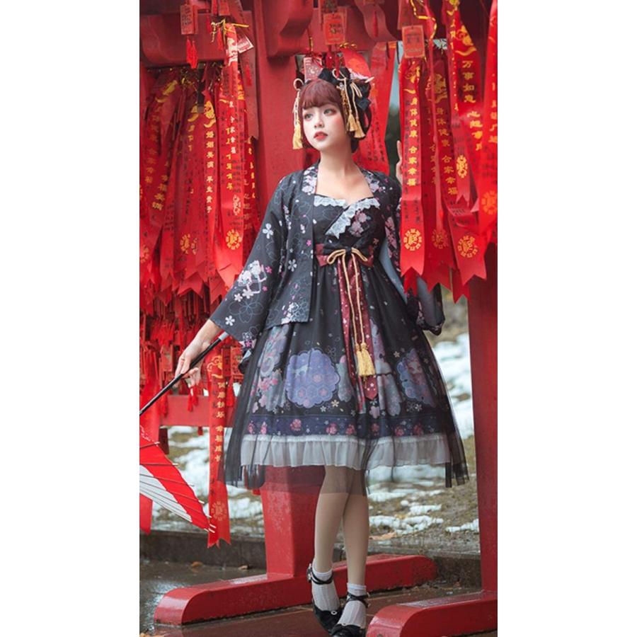 驚きの価格 着物 和ロリ ロリータ ゴスロリ Time Milky 和服 Black ミニ丈 和風 ワンピース ファッション アパレル qhema Com