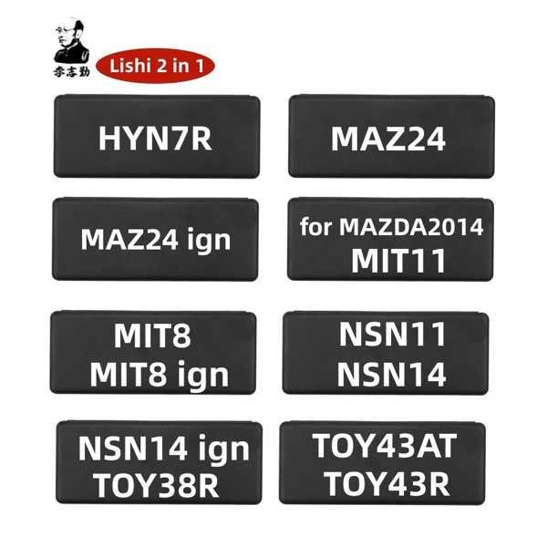 2 in 1 lishi 2in1ツールnsn14maz24 mit8 mit11 ign foo 38 cy24 dwo4r dow5 ch1 hu87 h15 hy16 hys17車のキー用錠前ツール｜69x69x｜02