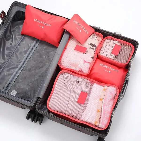 6個荷物トラベルバッグ下着靴収納バッグオックスフォード防水布スーツケースポーチキューブレッドオーガナイザー衣類用｜69x69x｜02