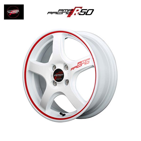 ホイール4本セット RMP RACING R50 ホワイトリムレッドライン 16×6.0J 4H100 ET43 トヨタ ライス ダイハツ ロッキー RAYS マルカ