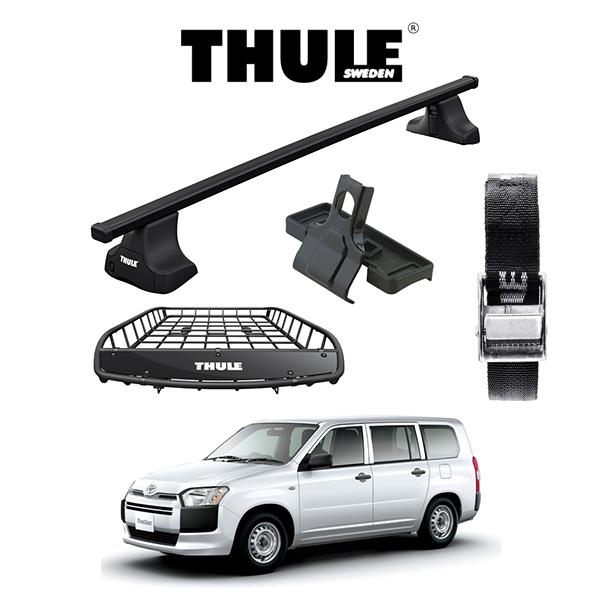 トヨタ サクシード NCP5#他 THULE スーリーベースキャリア スクエアバー キャリアバスケット Canyon 859XT ストラップ セット